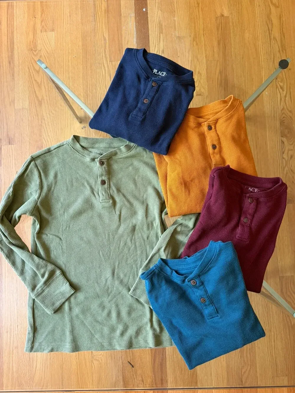 Children's Place Long Sleeve Waffle Shirts Lot of 5 Sz 7/8
